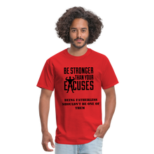 Load image into Gallery viewer, Fatherless Men&#39;s T-Shirt No Excuses - red
