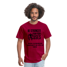 Load image into Gallery viewer, Fatherless Men&#39;s T-Shirt No Excuses - dark red
