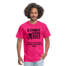 Load image into Gallery viewer, Fatherless Men&#39;s T-Shirt No Excuses - fuchsia
