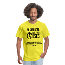 Load image into Gallery viewer, Fatherless Men&#39;s T-Shirt No Excuses - yellow
