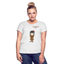 Load image into Gallery viewer,  Women&#39;s T-Shirt - white- I&#39;m fatherless but...little girl andteddy bear on front man and teenager on back
