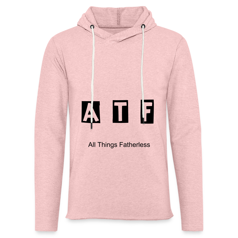 Women's Hoodie Lightweight Terry  - cream heather pink ATF in the middle of shirt